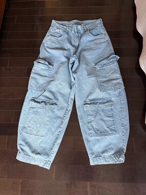 Light Wash Ragged men’s Cargo Denim jeans  - Wide Leg baggy